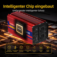 TAGEEBLU 4000W Tiszta Szinusz Inverter 12V-ról 230V-ra Autóhoz LCD Kijelzővel 4