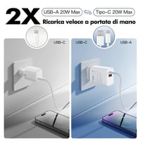 TagoZ USB-C nabíjačka s EU štandardom, PD 20W + QC 3.0 rýchlonabíjací adaptér pre iPhone, iPad, Samsung Galaxy a Android zariadenia 7