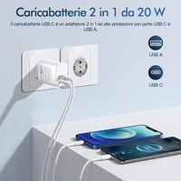TagoZ USB-C nabíjačka s EU štandardom, PD 20W + QC 3.0 rýchlonabíjací adaptér pre iPhone, iPad, Samsung Galaxy a Android zariadenia 6