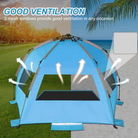 TAGVO UV védő strand sátor 4 személyes pop up napvédő menedék, jó szellőzéssel, kék-szürke camping sátor 4
