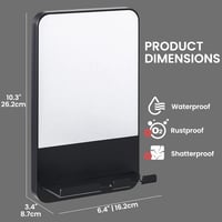 TAILI Zuhanytükör szívókoronggal, páramentesítő, szilikon kerettel, fekete - Black 5