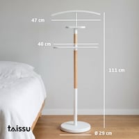 Nemý sluha TAISSU EIDE – biela a drevo – s hornou tyčou a vešiakom na nohavice – 47x29x111 cm – oceľ a drevo – stojan na oblečenie do spálne 3