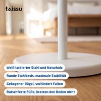 Nemý sluha TAISSU EIDE – biela a drevo – s hornou tyčou a vešiakom na nohavice – 47x29x111 cm – oceľ a drevo – stojan na oblečenie do spálne 6