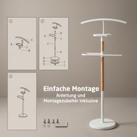 Nemý sluha TAISSU EIDE – biela a drevo – s hornou tyčou a vešiakom na nohavice – 47x29x111 cm – oceľ a drevo – stojan na oblečenie do spálne 7