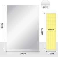 Taiyeestar Öntapadós Tükörlap Szett 3 db - 40x30 cm Rugalmas Akril Tükörfólia Falra, Fürdőszobába, Ajtóra és Szekrényre 2
