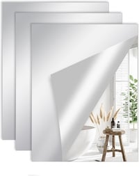Taiyeestar Öntapadós Tükörlap Szett 3 db - 40x30 cm Rugalmas Akril Tükörfólia Falra, Fürdőszobába, Ajtóra és Szekrényre 1