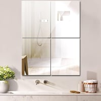 Taiyeestar Öntapadós Tükörlap Szett 3 db - 40x30 cm Rugalmas Akril Tükörfólia Falra, Fürdőszobába, Ajtóra és Szekrényre 6