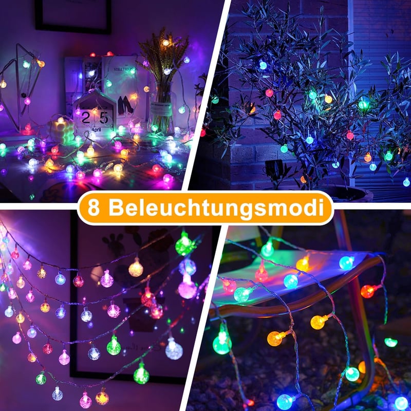 taiyongkang 10m 40 LED-es napelemes kerti fényfüzér, 8 világítási mód, IP65 vízálló - 8M, Warm White
