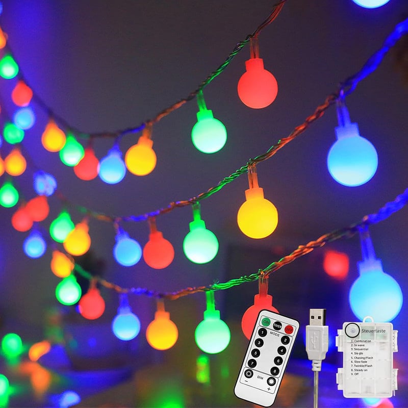 taiyongkang 13m 100 LED-es Színes Fényfüzér USB/Akkumulátor Távirányítóval Vízálló