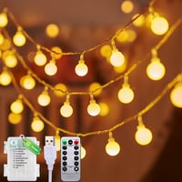 Taiyongkang Vnútorná svetelná reťaz 6M 40 LED gúľ, na batérie a USB, teplá biela, časovač a 8 režimov, vianočná a interiérová dekorácia 1
