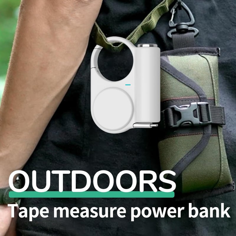 TakTark 5000 mAh Power Bank 15W - Hordozható Töltő Nyújtható Kábellel, USB-C Be/Kimenet, Zseblámpa Funkcióval, Akasztóval iPhone és Samsung 