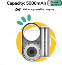 TakTark 5000 mAh Power Bank 15W - Hordozható Töltő Nyújtható Kábellel, USB-C Be/Kimenet, Zseblámpa Funkcióval, Akasztóval iPhone és Samsung  3