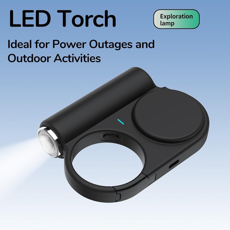 TakTark Power Bank 5000 mAh 15W - Încărcător Portabil cu Cablu Extensibil, USB-C Intrare/Ieșire, Adaptor, Funcție de Lanternă și Agățătoare