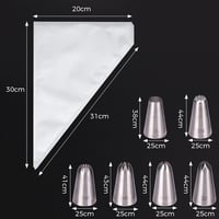 TAKUZA 100 db일次용Habzsák Szett 6 Csatornafejjel és Klipsszel Tortadekoráláshoz - Medium Size 100 Pieces + 6 Nozzles 2