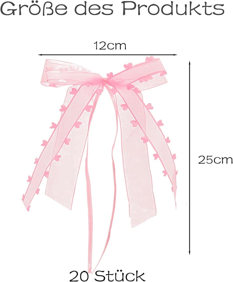 TAKUZA 20 buc. Funde Nuntă Mașină Roz, Funde Antenă din Satin 25x12 cm