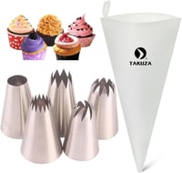 TAKUZA Professzionális Cukrász Szett 6 Részes Rozsdamentes Csatornázó Fúvóka Torta Sütemény Cupcake - Silver 1