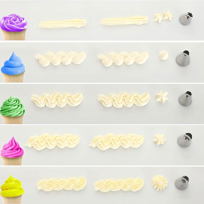 TAKUZA Professzionális Cukrász Szett 6 Részes Rozsdamentes Csatornázó Fúvóka Torta Sütemény Cupcake - Silver
