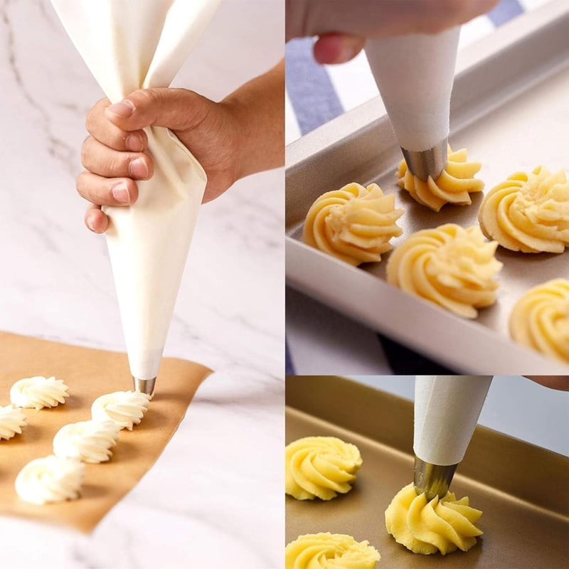 TAKUZA Professzionális Cukrász Szett 6 Részes Rozsdamentes Csatornázó Fúvóka Torta Sütemény Cupcake - Silver