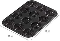 Tala Performance 12 Adag Mini Dekoratív Sütőforma Antracit 35x27cm Profi Acél - Single, 12 Cup Mini Decorative Bun Tin 3