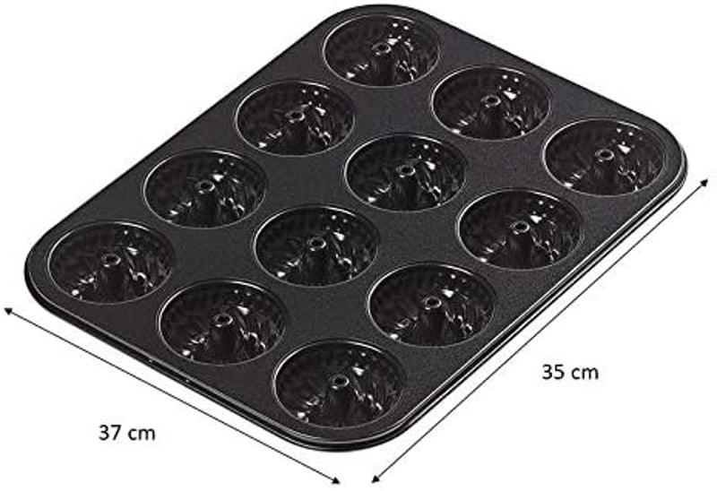 Tala Performance 12 Adag Mini Dekoratív Sütőforma Antracit 35x27cm Profi Acél - Single, 12 Cup Mini Decorative Bun Tin