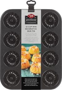 Tala Performance 12 Adag Mini Dekoratív Sütőforma Antracit 35x27cm Profi Acél - Single, 12 Cup Mini Decorative Bun Tin 2