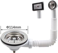 Talea 304 rozsdamentes acél konyhai lefolyó szifonszűrő 114 mm-es túlfolyással 2