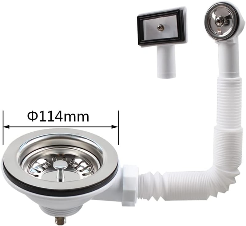 Talea 304 rozsdamentes acél konyhai lefolyó szifonszűrő 114 mm-es túlfolyással