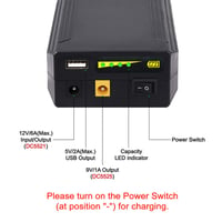 TalentCell 100WH Punjiva Litij-ionska Baterija - 12V/8300mAh, 9V/11000mAh, 5V/20000mAh - Za LED Trake, Kamere, Crna 2