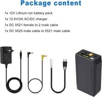 TalentCell 100WH Újratölthető Lítium-ion Akkumulátor - 12V/8300mAh, 9V/11000mAh, 5V/20000mAh - LED Szalaghoz, Kamerához, Fekete 4