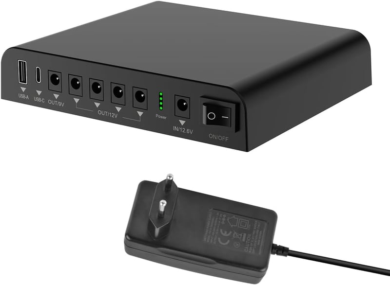 TalentCell Mini UPS 27000mAh 98Wh Szünetmentes Tápegység - 12V/9V/5V Kimenettel LED Lámpákhoz, CCTV Kamerákhoz, Okostelefonokhoz