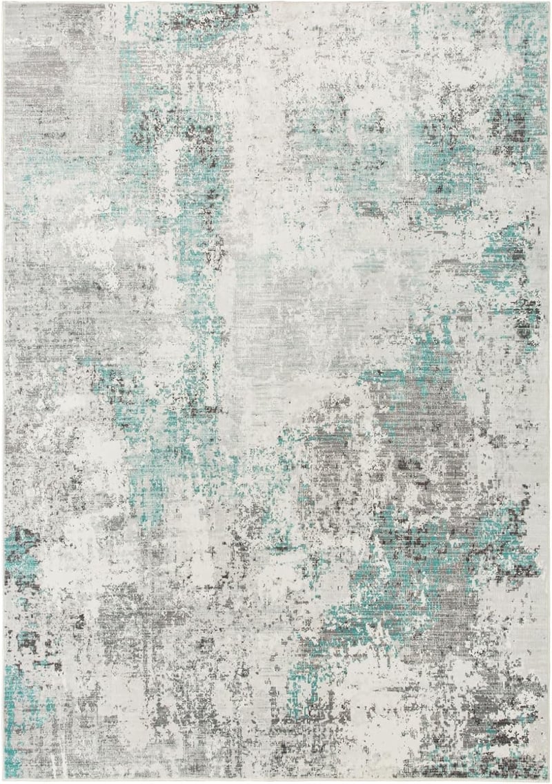TALETA Mosható szőnyeg zöld-szürke mintás 120x170 cm nappalihoz