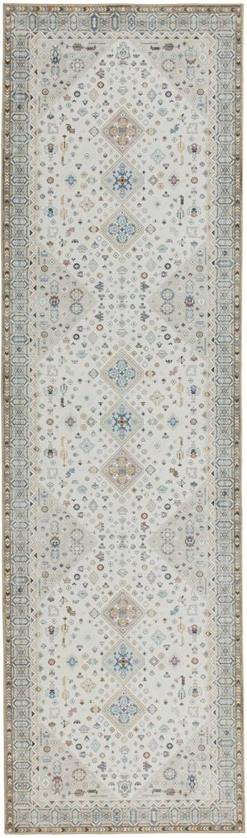 Taleta OLINA Mosható Futószőnyeg - Bézs, 80x300 cm, Csúszásmentes Alacsony Szálú Szőnyeg Konyhába, Előszobába, Nappaliba - Boho Vintage Stíl