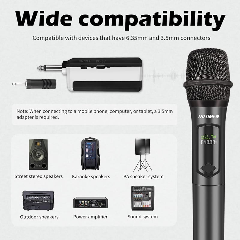 talomen K60-1 Vezeték nélküli Karaoke Mikrofon 2.4GHz Dinamikus Töltölthető Vevőegységgel - gray