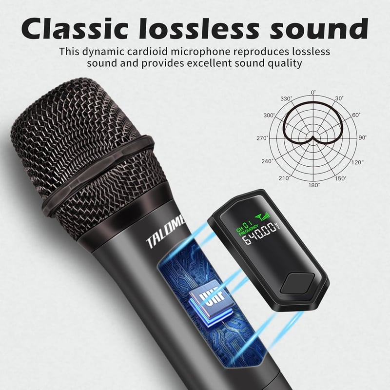 talomen K60-1 Vezeték nélküli Karaoke Mikrofon 2.4GHz Dinamikus Töltölthető Vevőegységgel - gray