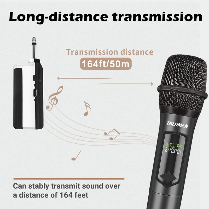 talomen K60-1 Vezeték nélküli Karaoke Mikrofon 2.4GHz Dinamikus Töltölthető Vevőegységgel - gray