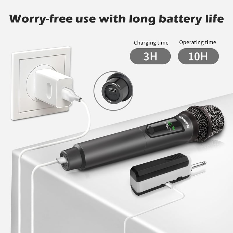 talomen K60-1 Vezeték nélküli Karaoke Mikrofon 2.4GHz Dinamikus Töltölthető Vevőegységgel - gray