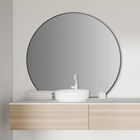 Okrúhle nástenné zrkadlo Talos Design s priemerom 100 cm v čiernom hliníkovom ráme, 5 — v spodnej časti sa nachádza malý škrabanec (stav: pozri 2. obrázok) 1