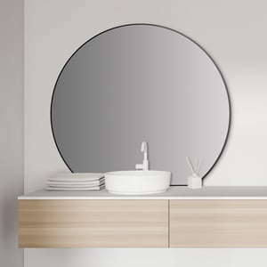 Okruglo zidno ogledalo Talos Design promjera 100 cm s crnim aluminijskim okvirom, 5 — na dnu se nalazi mala ogrebotina (stanje: vidi 2. sliku)