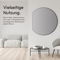 Okrúhle nástenné zrkadlo Talos Design s priemerom 100 cm v čiernom hliníkovom ráme, 5 — v spodnej časti sa nachádza malý škrabanec (stav: pozri 2. obrázok) 6