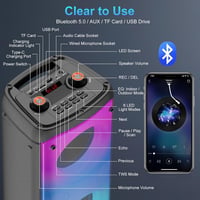 TAMPROAD 80W Bluetooth Hangszóró TWS Szubwoofer LED Kültéri Parti 8
