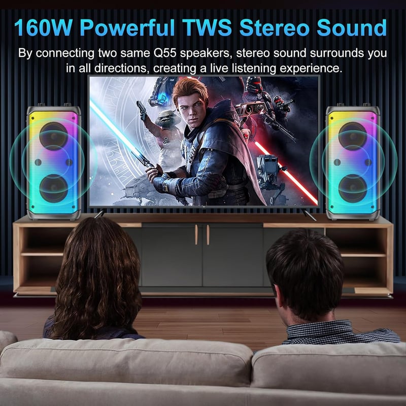 TAMPROAD 80W Bluetooth Hangszóró TWS Szubwoofer LED Kültéri Parti
