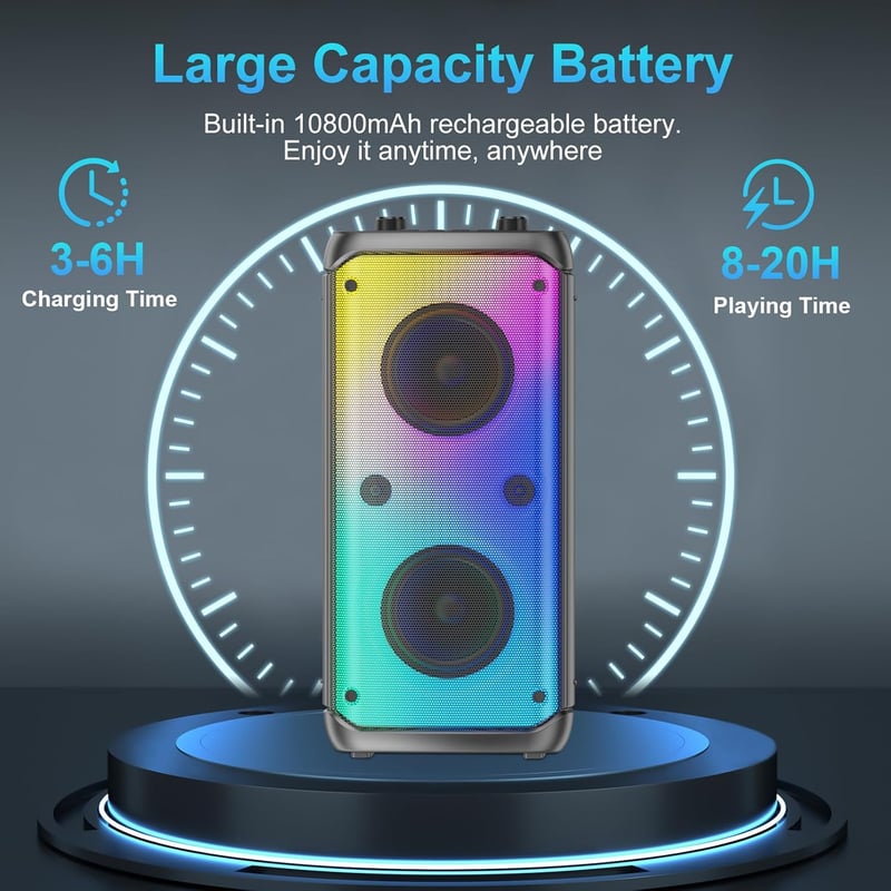 TAMPROAD 80W Bluetooth Hangszóró TWS Szubwoofer LED Kültéri Parti