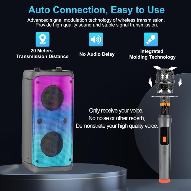 TAMPROAD 80W Bluetooth Hangszóró TWS Szubwoofer LED Kültéri Parti