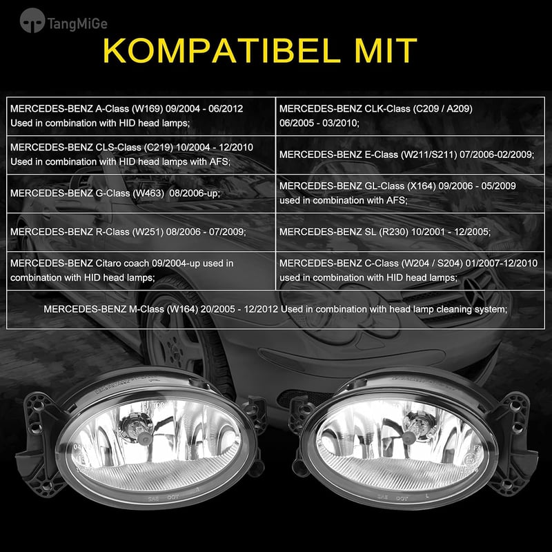 TangMiGe első ködlámpa 1 pár átlátszó búrával Mercedes W169 W211