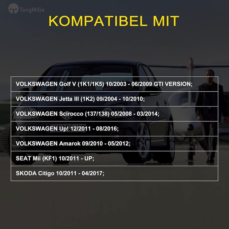 TangMiGe Füstös Fekete Ködlámpa Szett Volkswagen Golf V, Jetta III, Scirocco, SEAT Mii, Skoda Citigo Modellekhez - E-MARK Tanúsított, 51W