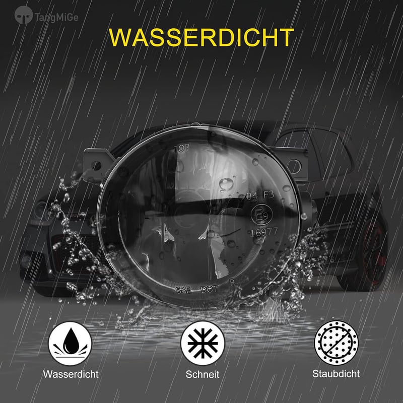 TangMiGe Füstös Fekete Ködlámpa Szett Volkswagen Golf V, Jetta III, Scirocco, SEAT Mii, Skoda Citigo Modellekhez - E-MARK Tanúsított, 51W