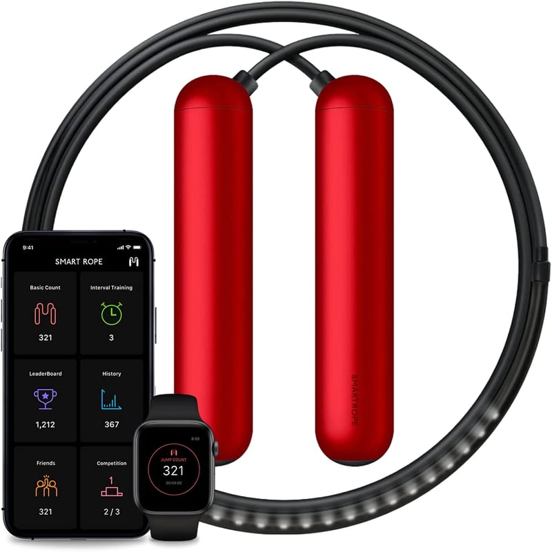 TANGRAM Factory Smart Rope LED Švihadlo - Zobrazenie fitness údajov počas skákania - veľkosť M, chróm