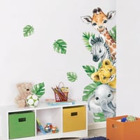 Autocolant de perete cu animale din junglă, sticker pentru ușă cu animale safari pentru camera copiilor, decor de perete 5