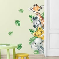 Autocolant de perete cu animale din junglă, sticker pentru ușă cu animale safari pentru camera copiilor, decor de perete 4