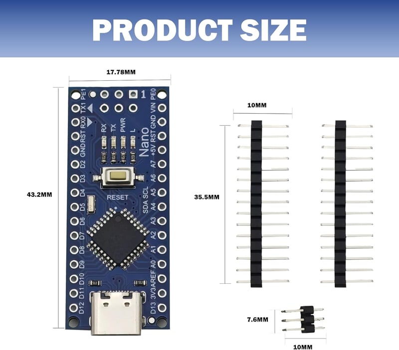 Tanmote Nano V3 5 darabos mikrovezérlő szett USB-C Arduino kompatibilis